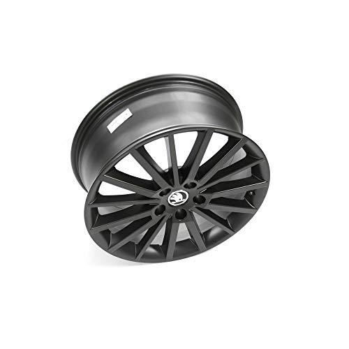 Skoda Llanta de aluminio Turini 5E0071498ZG6, 18 pulgadas, tuning, deportiva, 7,5JX18 ET51 5 x 112, color negro mate