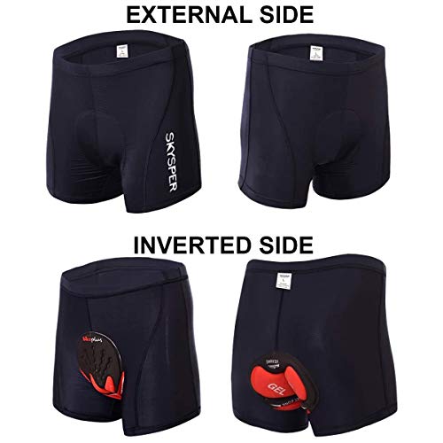 SKYSPER Calzoncillos Ropa Interior Ciclismo para Hombres Culote Pantalones Cortos Deportivos Gel 3D Acolchada para MTB Ciclismo Bicicleta al Aire Libre Transpirable Secado Rápido (M)