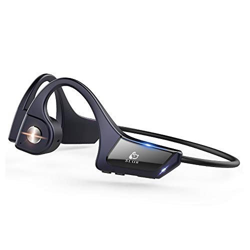 SLuB Auriculares de conducción ósea, auriculares deportivos inalámbricos, Bluetooth 5.0, estéreo abierto, micrófono de alta definición impermeable, adecuado para correr, ciclismo y fitness (azul)