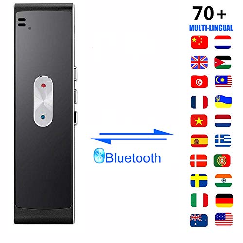 Smart Language Translator, Device Smart Voice Translator Traducción de fotos Soporte Bluetooth 40 idiomas para viajar al extranjero Aprendizaje Compras Negocios Chat Grabación Traducciones con Andro