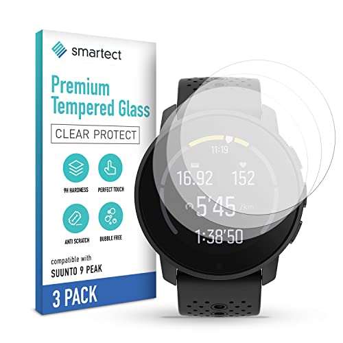 smartect Cristal Templado para Móvil Suunto 9 Peak [3 Unidades] - Protector de pantalla 9H - Diseño ultrafino - Instalación sin burbujas - Anti-huella