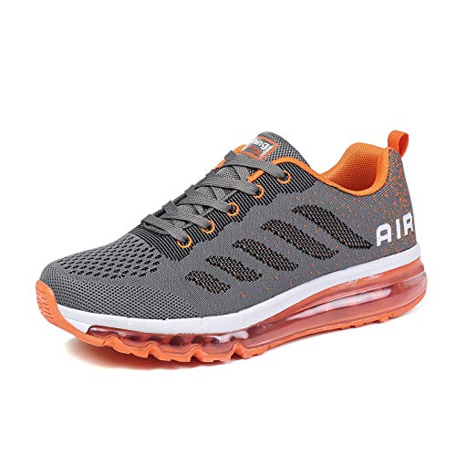 Smarten Zapatillas de Running Hombre Mujer Air Correr Deportes Calzado Verano Comodos Zapatillas Sport Grey Orange 39 EU