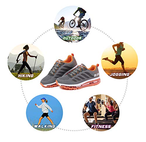 Smarten Zapatillas de Running Hombre Mujer Air Correr Deportes Calzado Verano Comodos Zapatillas Sport Grey Orange 39 EU