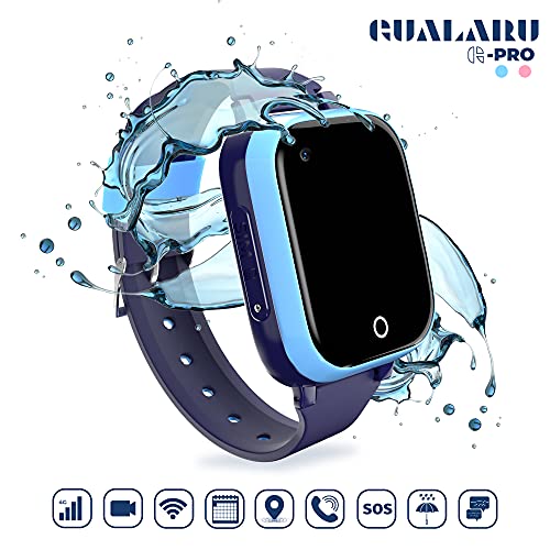 Smartwatch para niños 4G con localizador GPS + WiFi + Lbs, Reloj Inteligente con Videollamada, Camara y Llamadas Simples integrada (Azul)