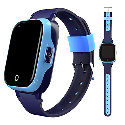 Smartwatch para niños 4G con localizador GPS + WiFi + Lbs, Reloj Inteligente con Videollamada, Camara y Llamadas Simples integrada (Azul)