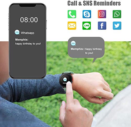 Smartwatch Pulsera Actividad Inteligente Reloj de Fitness Tracker Impermeable IP68 con Podómetro Pulsómetro Monitor de Sueño para Hombre Mujer Niños con iOS y Android (Verde)