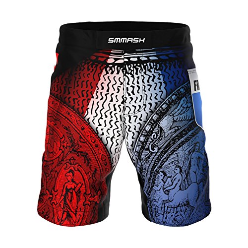 SMMASH FRANCE Pantalones cortos de deporte para hombre para el entrenamiento de MMA, BJJ, UFC y gimnasio (XXL)