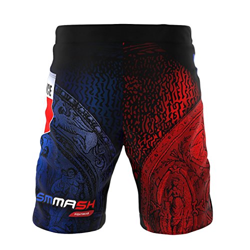 SMMASH FRANCE Pantalones cortos de deporte para hombre para el entrenamiento de MMA, BJJ, UFC y gimnasio (XXL)