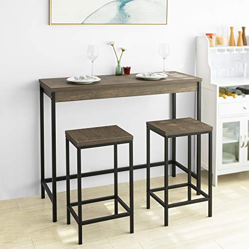 SoBuy OGT30-N Set de mesa y taburetes de estilo industrial mesa alta de bar + 2 taburetes Juego de barra Mesa alta ES