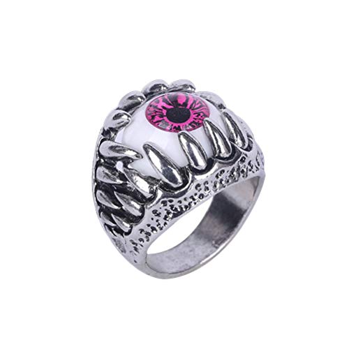 SOIMISSGarra del dragón de los Hombres Evil Devil Skull Eyeball Ring Gothic Biker Ojos únicos para Halloween (Rojo)