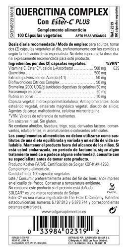 Solgar Quercitina Complex con Ester-C Plus Cápsulas vegetales - Envase de 100