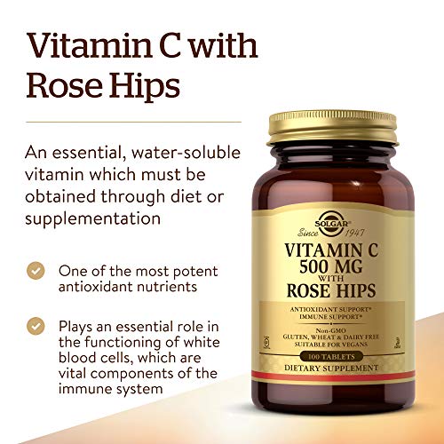 Solgar Vitamina C con Escaramujo 500 Mg Comprimidos, Envase de 100
