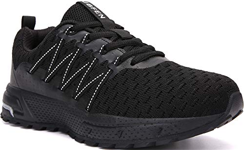 SOLLOMENSI Zapatillas de Deporte Hombres Mujer Running Zapatos para Correr Gimnasio Sneakers Deportivas Padel Transpirables Casual Montaña 42 EU H Negro