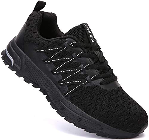 SOLLOMENSI Zapatillas de Deporte Hombres Mujer Running Zapatos para Correr Gimnasio Sneakers Deportivas Padel Transpirables Casual Montaña 42 EU H Negro