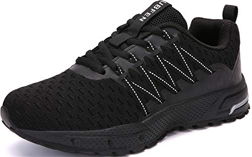 SOLLOMENSI Zapatillas de Deporte Hombres Mujer Running Zapatos para Correr Gimnasio Sneakers Deportivas Padel Transpirables Casual Montaña 42 EU H Negro