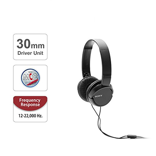 Sony MDR-Zx110Apb - Auriculares para Smartphone (Diadema, Mando de Control, Micrófono, 1000 Mw, Android y Iphone), Negro, 20 X 15 X 3,5 cm