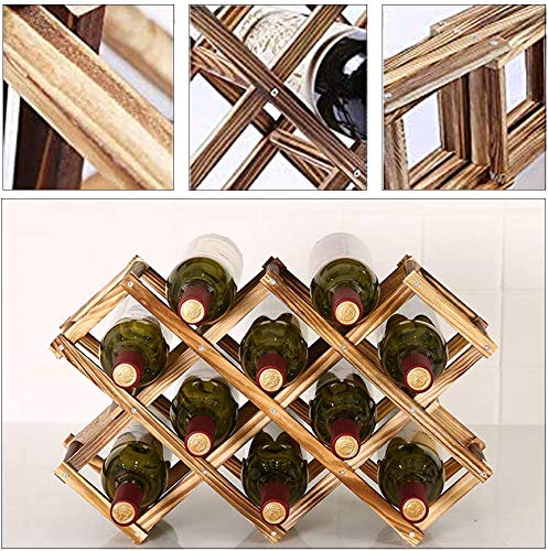 Soporte para Botellero de Madera Plegable, Organizador de Almacenamiento de Vino, Almacenamiento de Botelleros para Exhibición de Vinos, Barra de Bar, Cerveza, Cocina Casera (10 Botellas)