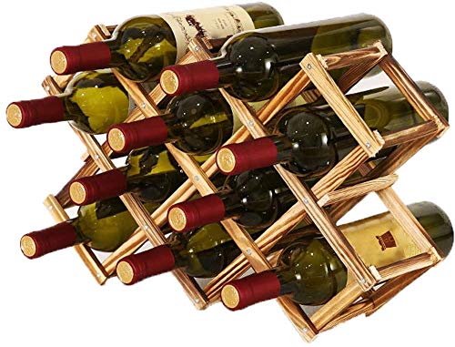 Soporte para Botellero de Madera Plegable, Organizador de Almacenamiento de Vino, Almacenamiento de Botelleros para Exhibición de Vinos, Barra de Bar, Cerveza, Cocina Casera (10 Botellas)