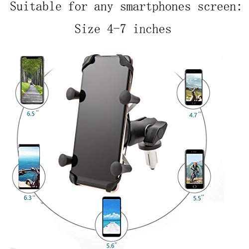 Soporte para teléfono móvil de Motocicleta para teléfono Inteligente de 4 '' - 7 '' Se Adapta a Todo Autorcycle con Agujeros