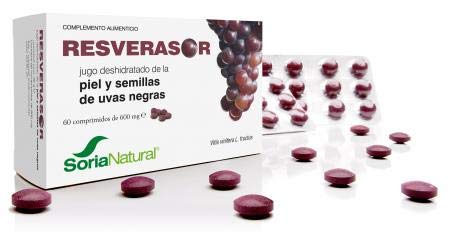 Soria Natural Resverasor - 60 Cápsulas complemento alimenticio con elevada capacidad antioxidante y antienvejecimiento vegetal obtenido a partir de la piel y semillas de uvas negras