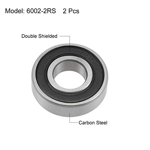 sourcing map Rodamientos de Bolas, 2x Cojinetes de bolas de Ranura Profunda 6001-2RS, 12x28x8mm Rodamiento de Doble Sellado, de Acero, para Roller Skate, Equipo Mecánico, Instrumentos Eléctrico