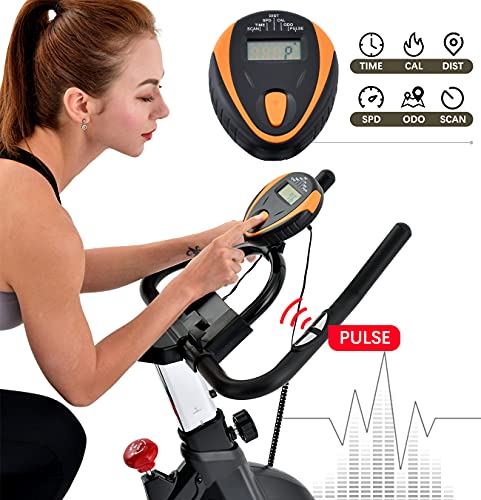 SOVNIA Bicicleta Estatica de Spinning profesional Bici Ejercicio con soporte para iPad, monitor LCD y cómodo cojín de asiento, Bicicleta indoor, Speedbike con Sistema de bajo Ruido (B)