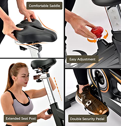 SOVNIA Bicicleta Estatica de Spinning profesional Bici Ejercicio con soporte para iPad, monitor LCD y cómodo cojín de asiento, Bicicleta indoor, Speedbike con Sistema de bajo Ruido (B)