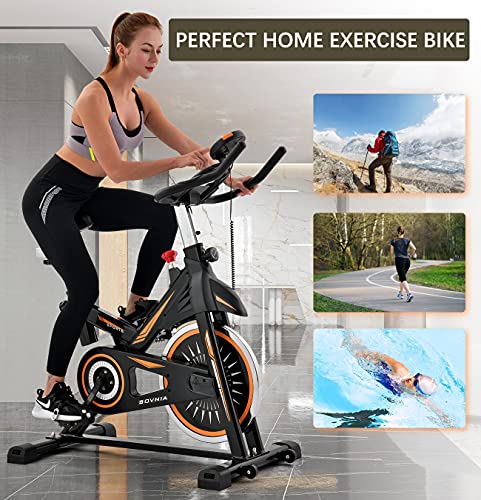 SOVNIA Bicicleta Estatica de Spinning profesional Bici Ejercicio con soporte para iPad, monitor LCD y cómodo cojín de asiento, Bicicleta indoor, Speedbike con Sistema de bajo Ruido (B)