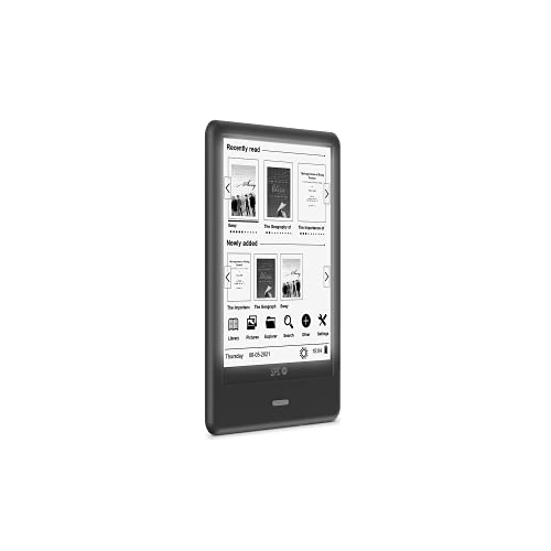 SPC Dickens Light Pro – Libro electrónico con Pantalla táctil y luz Regulable en iluminación y Temperatura de Color, posición Vertical y Horizontal, Funda Libro incluida, un Mes de autonomía, Negro