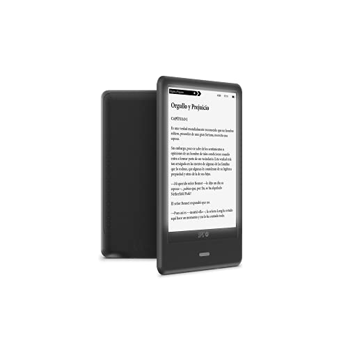 SPC Dickens Light Pro – Libro electrónico con Pantalla táctil y luz Regulable en iluminación y Temperatura de Color, posición Vertical y Horizontal, Funda Libro incluida, un Mes de autonomía, Negro