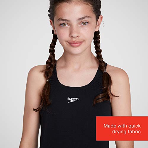 Speedo Endurance+ Medalist Traje de Baño, Niñas, Negro, 9-10 Años