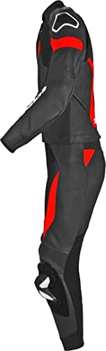 Spidi Laser Touring - Mono de piel para motocicleta, 2 piezas, color negro y rojo, talla 46