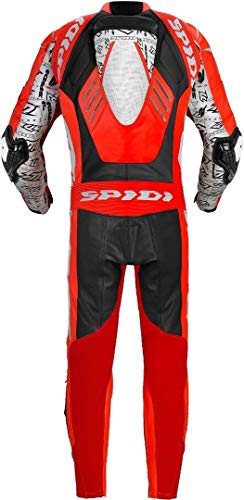 Spidi Track Wind Replica Evo - Mono de piel para motocicleta, 1 pieza, color rojo y blanco, talla 48