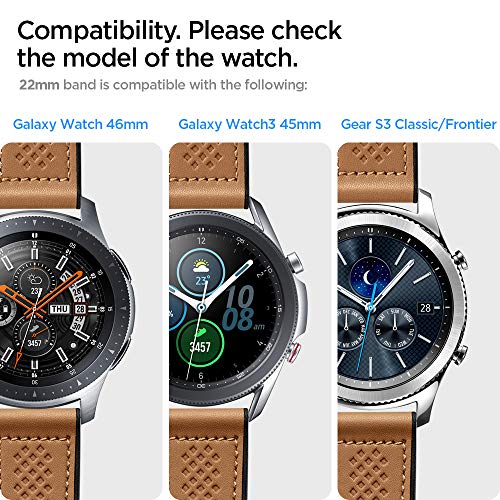 Spigen Retro Fit Compatible con Samsung Galaxy Watch 3 45mm Correa Band (2020) / Galaxy Watch 46mm Band (2018) / Gear S3 Frontier Band / S3 Classic Band - Marrón