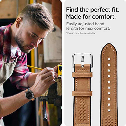 Spigen Retro Fit Compatible con Samsung Galaxy Watch 3 45mm Correa Band (2020) / Galaxy Watch 46mm Band (2018) / Gear S3 Frontier Band / S3 Classic Band - Marrón