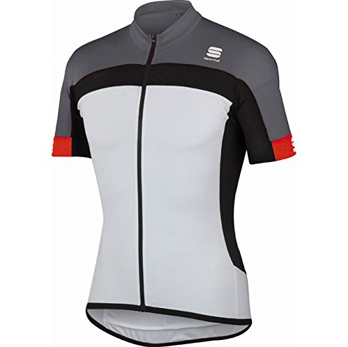 Sportful. Camiseta de ciclismo M/M Pista LongZip (XXXL, blanco/gris/rojo)