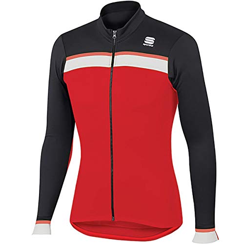 Sportful Pista Thermal Jersey - Camiseta térmica, color rojo, negro, blanco y rojo