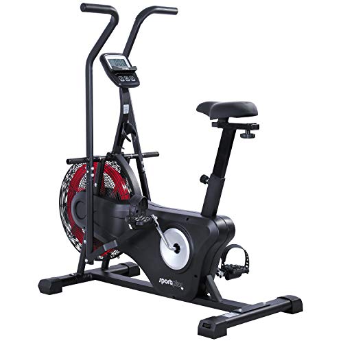 SportPlus Bicicleta de Aire 2020, Ergométro para Fitness, Spinning y Crossfit, Crosstrainer para el hogar, con correa doble, ordenador, entrenamiento eficiente, max. peso del usuario 135kg, SP-FB-2000