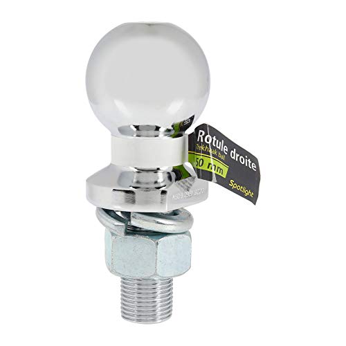 SPOTLIGHT - Bola de Remolque para Remolque (rótula Recta, 50 mm, Tuerca de Bloqueo 22 mm, Compatible con Todo Tipo de vehículos (Coche, utilitario, tactor cortacésped, etc.)