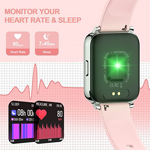 Srichpk Smartwatch, 1.69” Reloj Inteligente Mujer Hombre, Bateria Larga Duracion Smartwatch Mujer con Pulsómetro Monitor de Sueño Monitores Actividad Cronómetros Calorías Podómetro para Android iOS