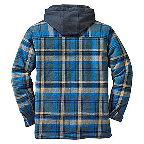 SSBZYES Camisas para Hombres Camisas de Manga Larga Ropa Gruesa con Relleno de algodón Camisas de Gran tamaño Plaid Manga Larga Chaqueta con Capucha Suelta Chaquetas Camisas de Manga Larga