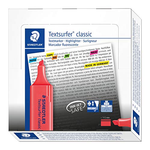 STAEDTLER 364-2 - Pack de 10 marcadores fluorescente, color Rojo