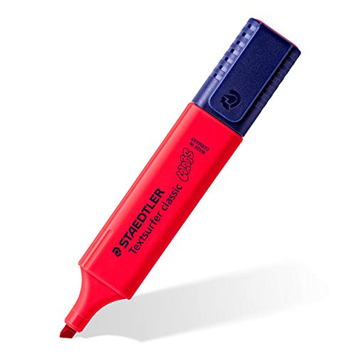 STAEDTLER 364 C-200 VE - Rotulador fluorescente Textsurfer Classic, Marcador de color rojo intenso, Caja de 10