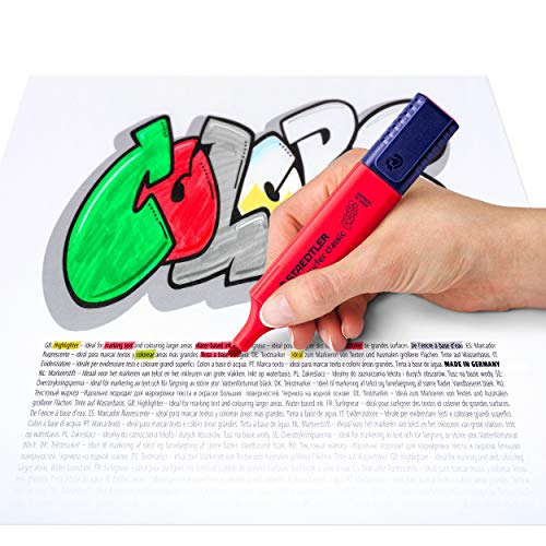 STAEDTLER 364 C-200 VE - Rotulador fluorescente Textsurfer Classic, Marcador de color rojo intenso, Caja de 10