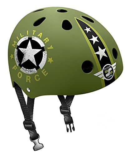 Stamp Skate Helmet skids Military, Unisex-Youth, Verde Oliva, Talla 54-60cm