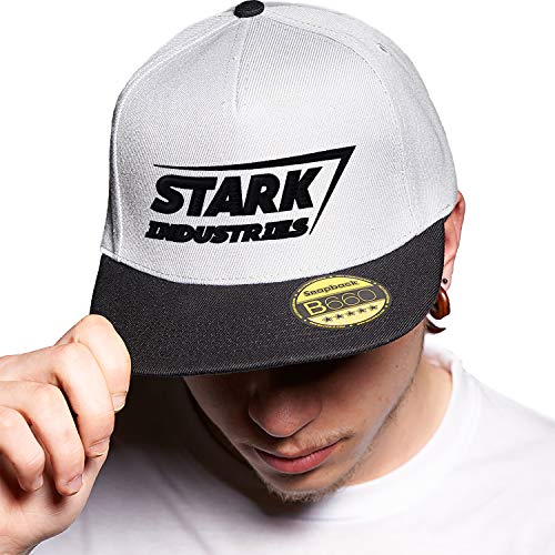 Stark Industries Iron Man Super Hero Black Gris/Negro Original Gorra Snapback Unisex Ajustable con Visera Plana y Logotipo Urbano Bordado