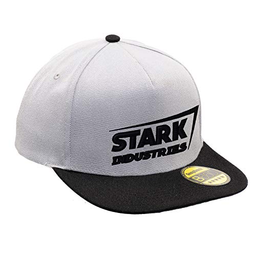 Stark Industries Iron Man Super Hero Black Gris/Negro Original Gorra Snapback Unisex Ajustable con Visera Plana y Logotipo Urbano Bordado