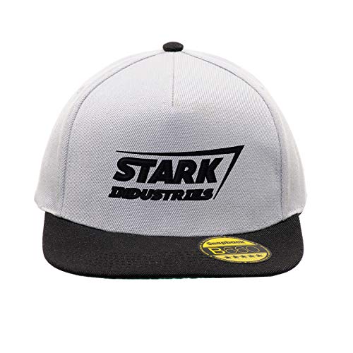 Stark Industries Iron Man Super Hero Black Gris/Negro Original Gorra Snapback Unisex Ajustable con Visera Plana y Logotipo Urbano Bordado