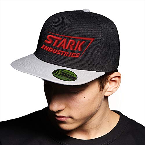 Stark Industries Iron Man Super Hero Red Negro/Gris Original Gorra Snapback Unisex Ajustable con Visera Plana y Logotipo Urbano Bordado