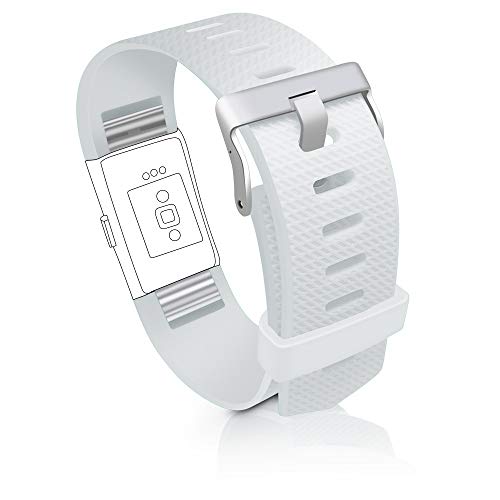 STAY Active Correas de Recambio para Fitbit Charge 2, Reloj Inteligente y Deportivo para Mujer y Hombre | Marca del Reino Unido - Diamante de Silicona (Blanca – Grande)